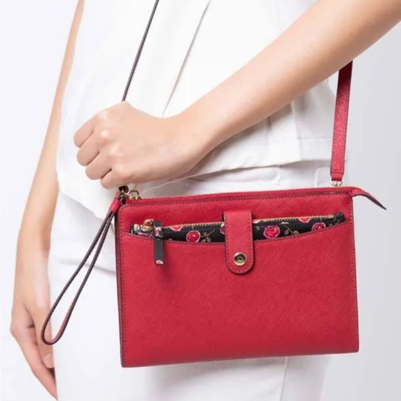 Kate Spade Hazy Rose Leather Roxanna Crossbody Wristlet Card Case NEW WITH TAGS